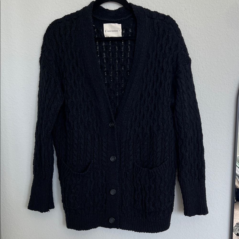 Lucky Brand Black Knit Cardigan